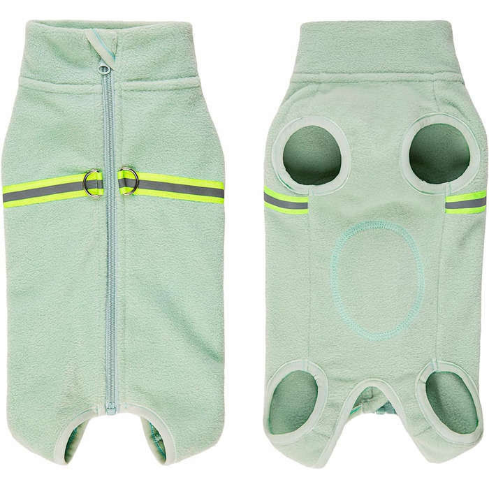 Теплий пуловер для собак, флісова жилетка зі світловідбиваючими елементами, одяг для цуценят, зимова куртка, теплий плащ (зелений, салатовий, L)