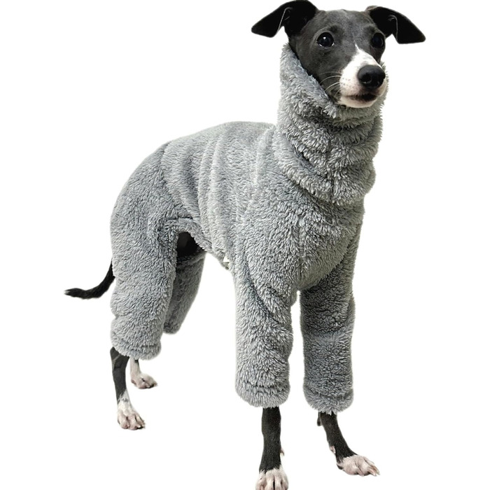 Флісовий комбінезон для собак - теплий спальний костюм, зимовий одяг для італійських грейхаундів, маленьких, середніх та великих собак (сірий, 5#)