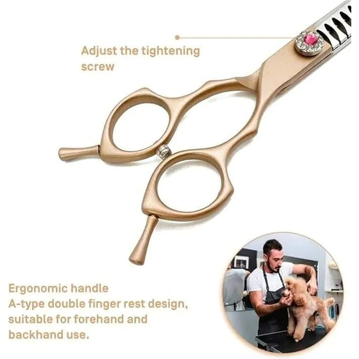 Набір професійних ножиць для грумінгу собак: прямі, вигнуті, розріджуючі (40%-50%)
