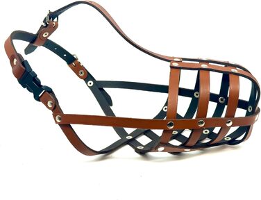 Шкіряна нашоломка для Бультер'єрів та собак з короткою мордою L&J Pets (BT0, Natural)