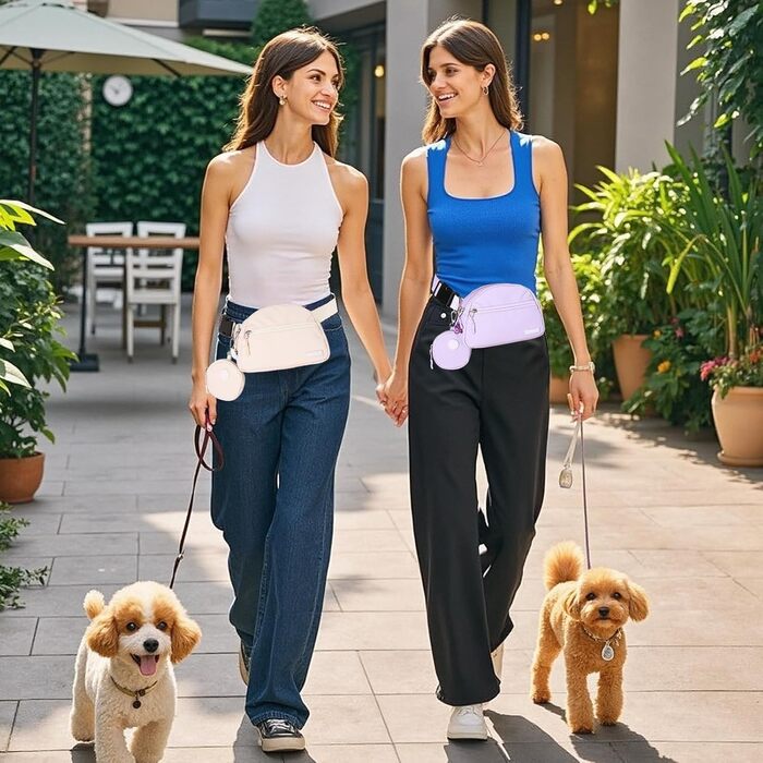 Сумка для дресирування собак Leckerlibeutel, з маленьким кишеньковим мішечком, вбудованим диспенсером для пакетів та тримачем для собачих екскрементів, кремового кольору (лавандовий)