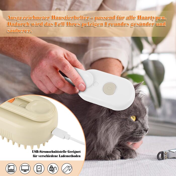 BiPawTi Парова щітка для котів та собак 2 шт. - для масажу, видаляє шерсть, покращує стан шерсті