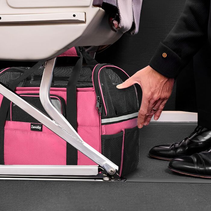 Транспортна сумка для котів та собак Zavothy, рожева, розмір M, з м'яким матрацом та регульованим ременем