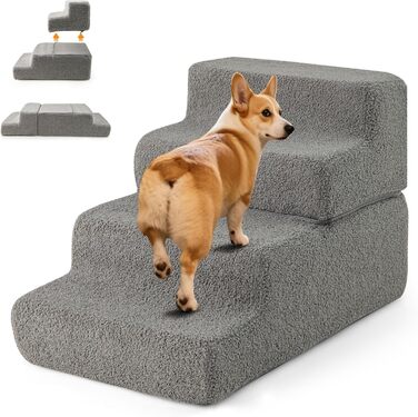 Сходинки для собак Costway - 4 сходинки, з антиковзким покриттям, для собак та котів, сірі
