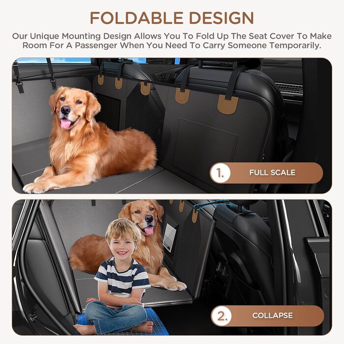 Підстилка для собак у машину з жорстким дном, PU-шкіра, водонепроникна, стійка до подряпин, 180 кг, для SUV, LKW