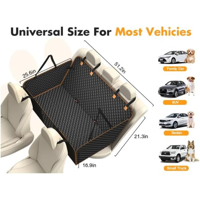 Автомобільний чохол на сидіння для собак, великих порід, чорний. Захист заднього сидіння, підходить для SUV, позашляховиків та вантажівок