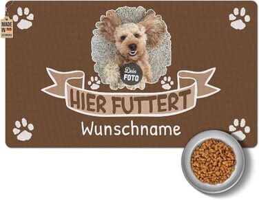 Персоналізована килимок для годування собак та котів з фото та ім'ям - PR Print, 60 x 35 см, миючий, неслизький