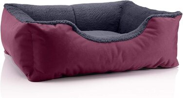 Лягу для собак BedDog Teddy, диванчик для собак з Cordura та мікрофібри, зручне ліжко для собак з бортиком, подушка для собак, квадратна, для використання в приміщенні та на вулиці, розмір XXL, чорно-коричневий (CHERRY-ROCK (бордовий/сірий), 70 x 55 x 18 