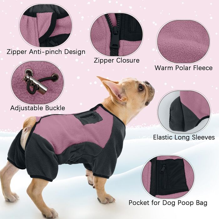 Флісовий теплий одяг для собак: куртка, светр з коміром-гетром, зимовий одяг для собак (Рожевий, M)