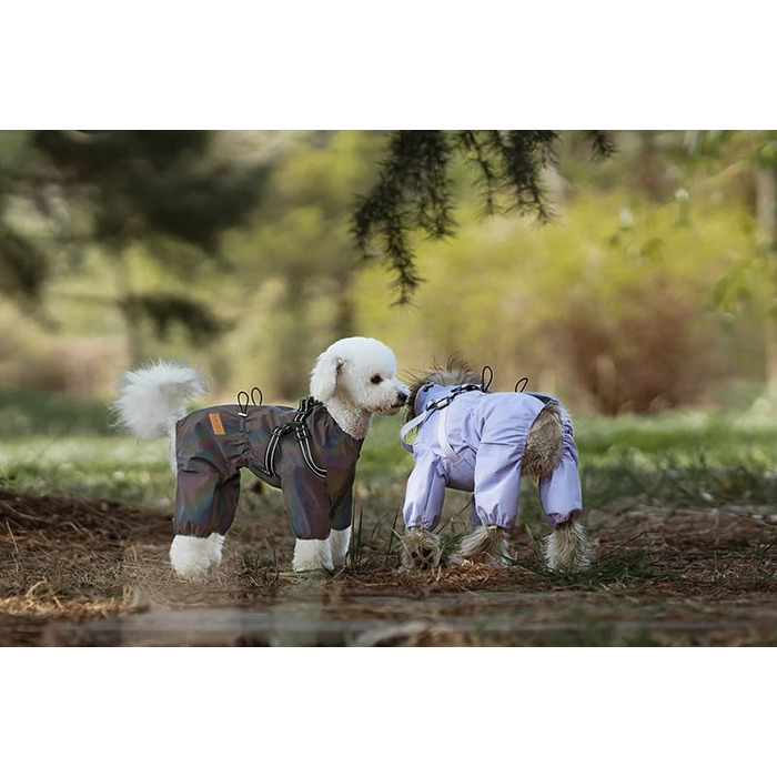 Водонепроникний дощовик для собак, розмір M, сірий, регульований, з 4 ніжками, для малих та середніх порід