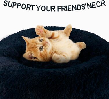 Кішка ліжко Aspand, м'яке, діаметр 60 см - зручне ліжко для котів з неслизьким дном для теплого та затишного сну (60x60x18 см, Темно-синій)