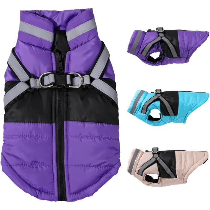 Водонепроникна куртка для собак на зиму, для малих та середніх порід, з кріпленням для повідка, для французьких бульдогів (Хакі, L)