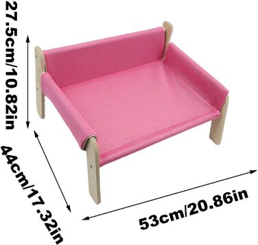 Підвищене ліжко для тварин з дерев'яним каркасом, софа для котів знімний чохол, стабільне підвищене ліжко для собак, софа для собак з дерев'яним каркасом, підвищене ліжко для собак маленьких порід, меблі для тварин з натурального дерева, рожевий колір