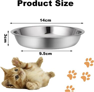 Набір з 2 мисок для котів та собак з нержавіючої сталі, 14 см - миски для корму та води