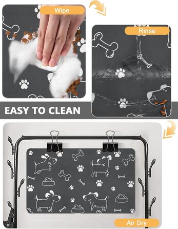 Нековзна килимок-підкладка під миску для собак та котів, сірий, з принтом 'I love my dog', 43 x 75 см