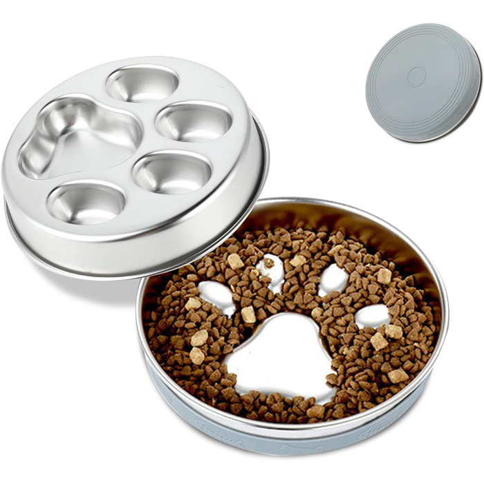 Антиблінковий набір для собак з нержавіючої сталі 304, 1л. Набір проти швидкого поїдання, металевий набір для собак середніх та великих порід, котів, з антиковзною силіконовою підкладкою, 21 см