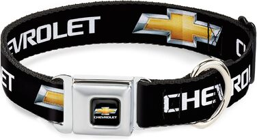 Комір для собак Buckle Down Chevrolet, регульований, 22,9–38,1 см, чорний/золотий, повноколірний друк