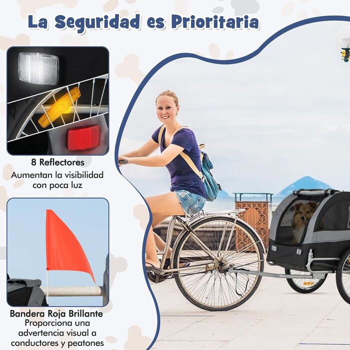 Фahrradanhänger GYMAX: візок для собак з трьома входами, до 40 кг, сірий