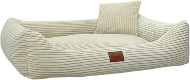 Лежак для собак Leo4dog Cord, знімний та праний чохол, бежевий, XL 115x90 см – м'яке ліжко для малих, середніх і великих собак