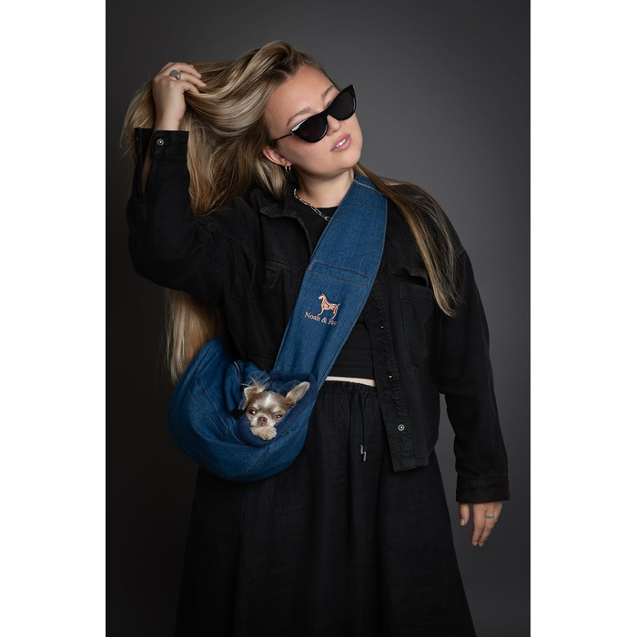 Трансформер для собак Noah & Paw до 5 кг: сумка-переноска з регульованим ременем та м'яким хутром, 3 системи безпеки, преміум денім