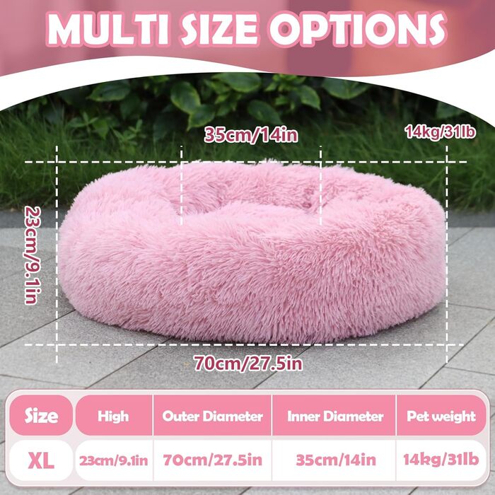 Крісло-ліжко для собак середніх та великих порід, котяче ліжко з плюшу, 70x70x20 см, рожеве