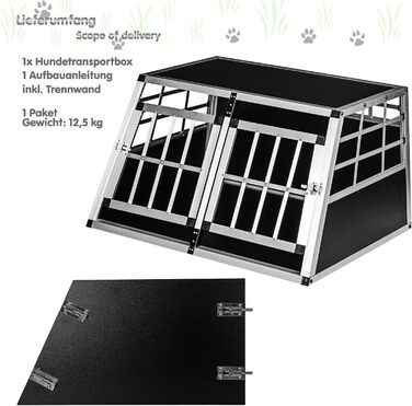 Транспортна переноска для собак PETSTUFF Hundebox з прямою задньою стінкою, вибір розміру, 2 дверцята, перегородка 89×69×50 см