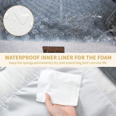 Ортопедичне водонепроникне ліжко для собак великих порід, Memory Foam, XL, з бортиками, Eierkisten-піна, антиковзаюча підкладка, Jumbo, знімний чохол 114x89x22 см