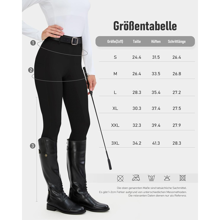 Легінси для верхової їзди HMILE жіночі з силіконовим тисненням, висока талія, еластичні, з кишенею для телефону та петлями для ременя (Чорний, XXL)