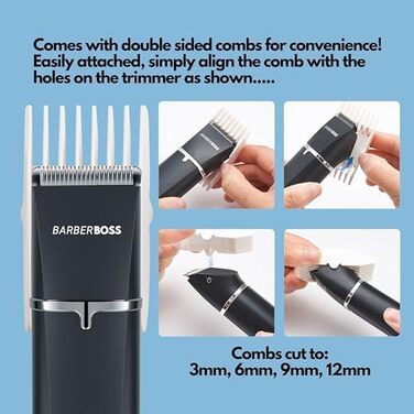 Професійний набір для стрижки собак та котів BarberBoss: бездротові стригучі машинки з керамічним лезом, для густого та жорсткого хутра, водонепроникні