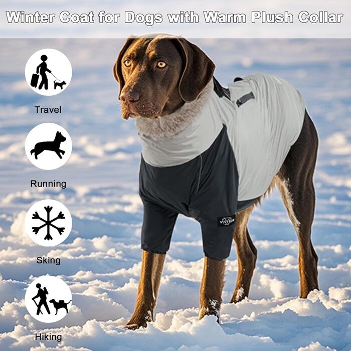 Водонепроникний та вітронепроникний теплий зимовий одяг для собак середніх та великих порід. Куртка для собак, спортивна жилетка для собак, теплий костюм для собак з кріпленням для шлейки та кишенею. Підходить для прогулянок, походів та подорожей. Сірий к