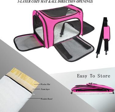 Транспортна переноска для котів та собак, складна, розмір M, Magenta