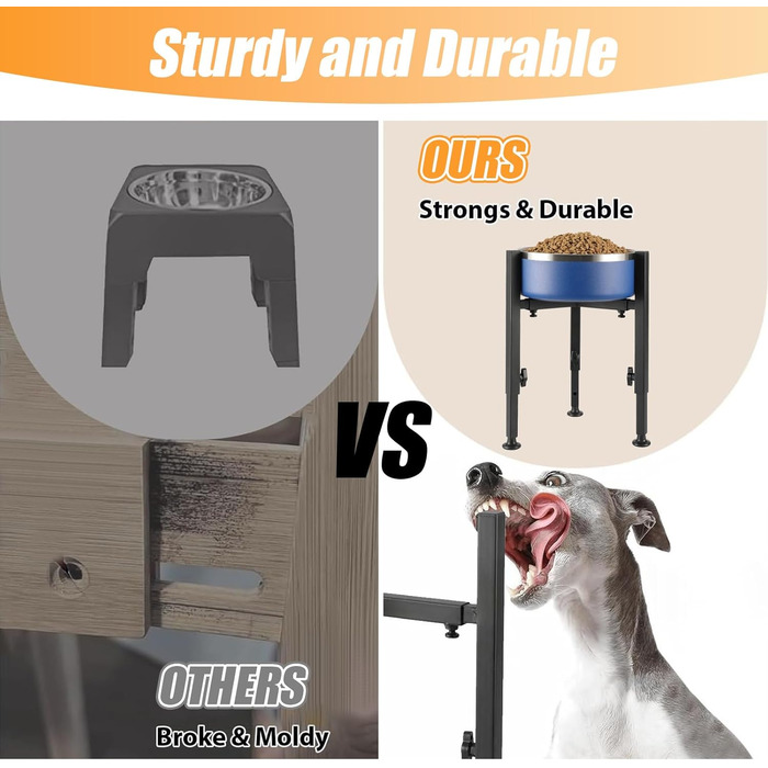 Підвищений годівниця для собак з регульованою висотою та шириною, металева миска для води/корму, підставка для собак великих, середніх та маленьких порід (миска не входить до комплекту)