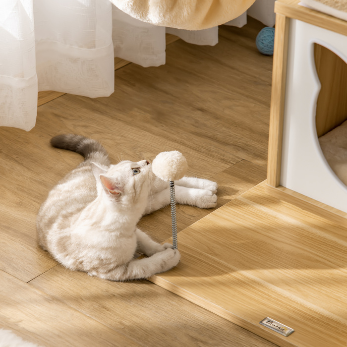 PawHut Cat Tree Бежева котяча печера з платформою висотою 126см з дерева та ДСП Сизаль для кішок