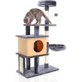 Котячий будиночок з когтеточкою Fudajo, 112 см, з лежаком та платформами