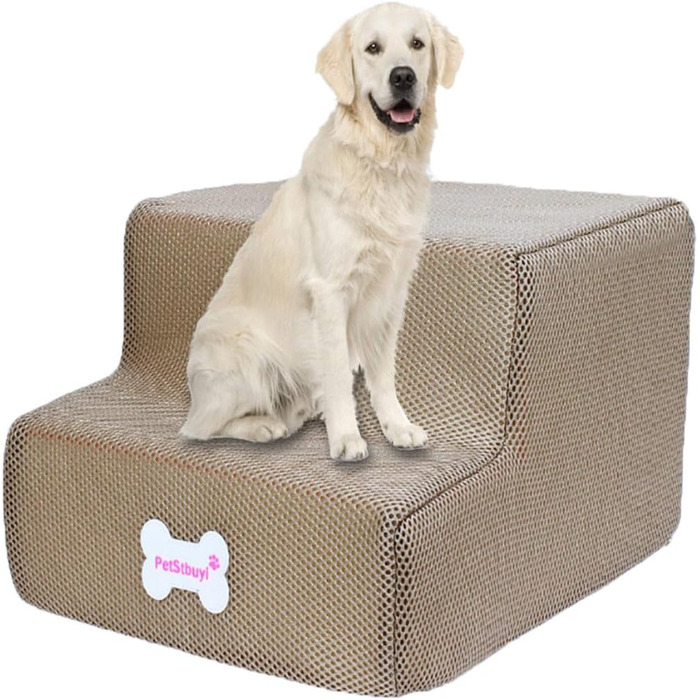 Сходинки для собак на 2 ступені для ліжка та дивану, 20 см, широкі, для маленьких, старих, великих собак та котів, стабільні, протиковзні, миючі, хакі