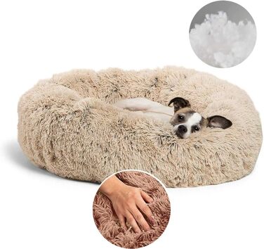 Ортопедичне ліжко для собак великих порід, Khaki, Ø 110 см. М'яке, зручне, з м'якою оббивкою, для дому, велике, миється