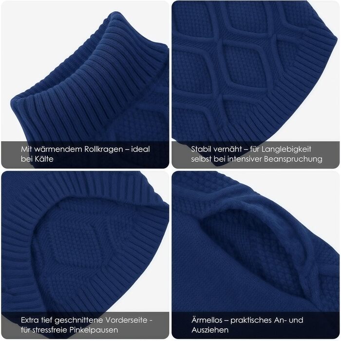 Світер для собак Konvinit, великі породи, зимовий, теплий, блакитний. XS-2XL, для Чихуахуа до Лабрадора, також для Такс. Об'єм грудей L: 53 см