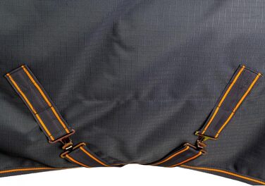 Зимова ковдра Marengos Bucas 1200D Irish Turnout - дихаюча та водонепроникна ковдра для вигулу з внутрішнім шаром та перехресним кріпленням. Сірий/Помаранчевий, розмір 145 см (наповнювач 50 г/м²)