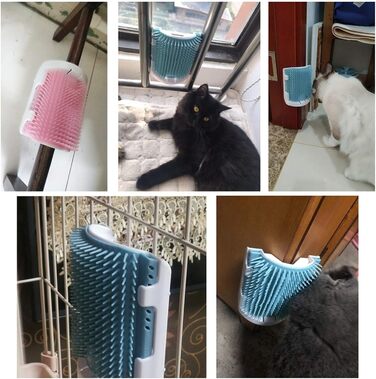 Щітка для котів, щітка для котячого клітки, самостійна щітка для догляду за котами, ідеальна для довгошерстих та короткошерстих котів, приємна для догляду, щітка-масажер для краси (колір: рожевий)