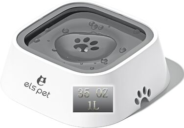 Миска для води для собак ELS PET: миска для пиття без протікання, для подорожей, неслизька, для котів та собак, годівниця для домашніх тварин, анти-розлив, водяний диспенсер для тварин, для дому та вулиці, в автомобіль (1л, сіра)