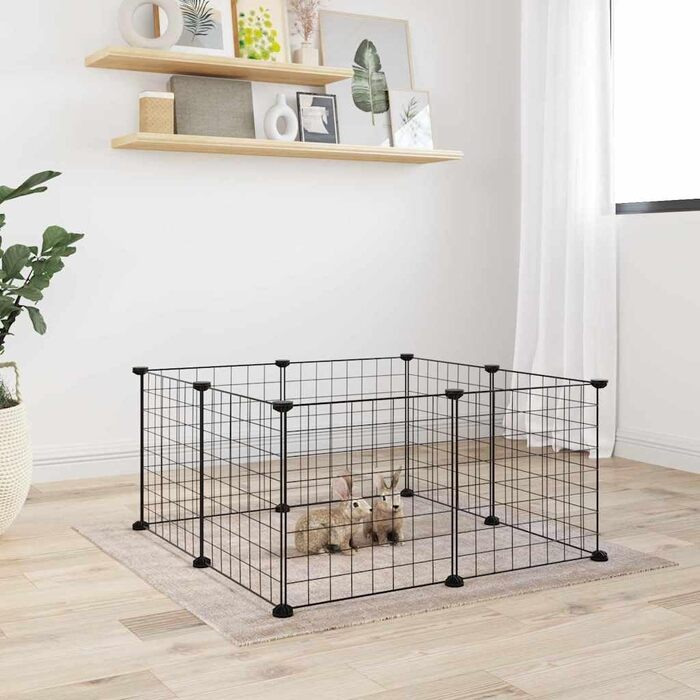 Клітка для домашніх тварин vidaXL, 8 секцій, чорна, 35x35 см, сталевий вольєр для дрібних тварин