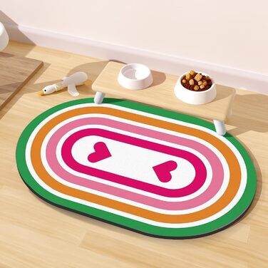 Підкладка під годівницю для собак та котів METEOROCK, 71x43 см, швидковисихаюча, легко миється, рожеве сердечко