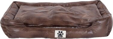 Ліжко для собак DeluxePet 'Schlummer' 100x70 з штучної шкіри, 2в1 з поворотним матрацом, для великих собак, коричневе