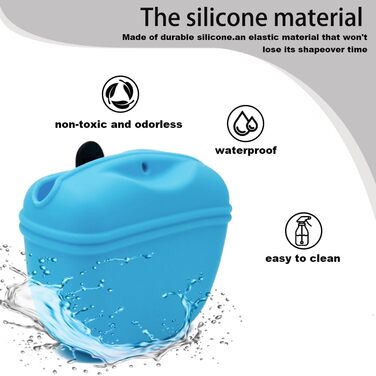 Силіконові мішечки для корму для собак, з магнітною застібкою, для прогулянок та тренувань на вулиці (1 шт., чорний та небесно-блакитний)