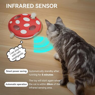 Інтерактивна іграшка для котів Namsan з інфрачервоним сенсором, USB-C зарядка, тиха, електрична - зелений (червоний)