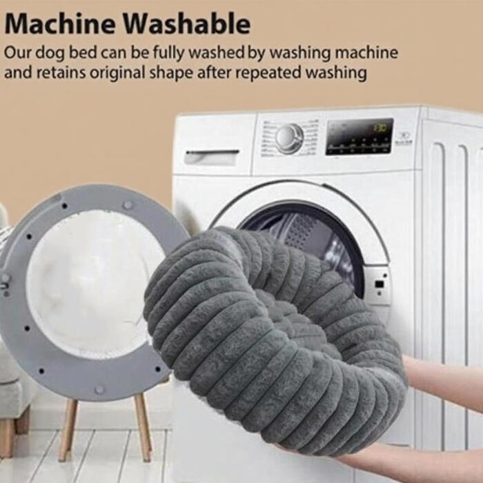 М'яке ліжко для домашніх тварин: ліжко для собак та котів, кругла форма, діаметр 50 см (сірий)
