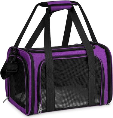 Транспортна сумка для кота та собаки, переноска для собак, складана переноска для котів, портативна переноска для тварин, 5 кг, для середніх собак та котів (Зелений, фіолетовий)