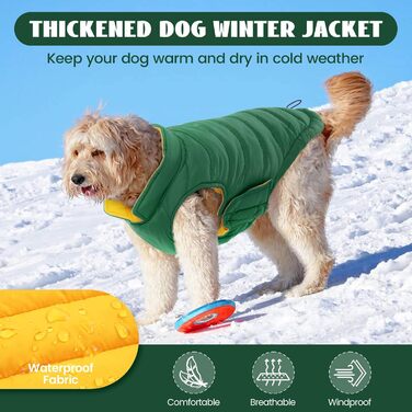 Зимовий теплий дощовик для собак великих порід Lelepet, XL (зелений)