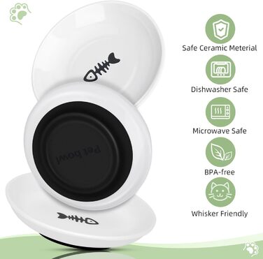 Набір мисок для котів Otauoaea з кераміки (6 шт.) з неслизьким дном, для полегшення втоми вусів, підходять для котів та собак