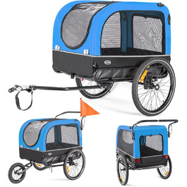 Причіп для собак CXWXC 2-в-1: велосипедний та візок для собак з амортизаторами, синій. Максимальне навантаження 40 кг